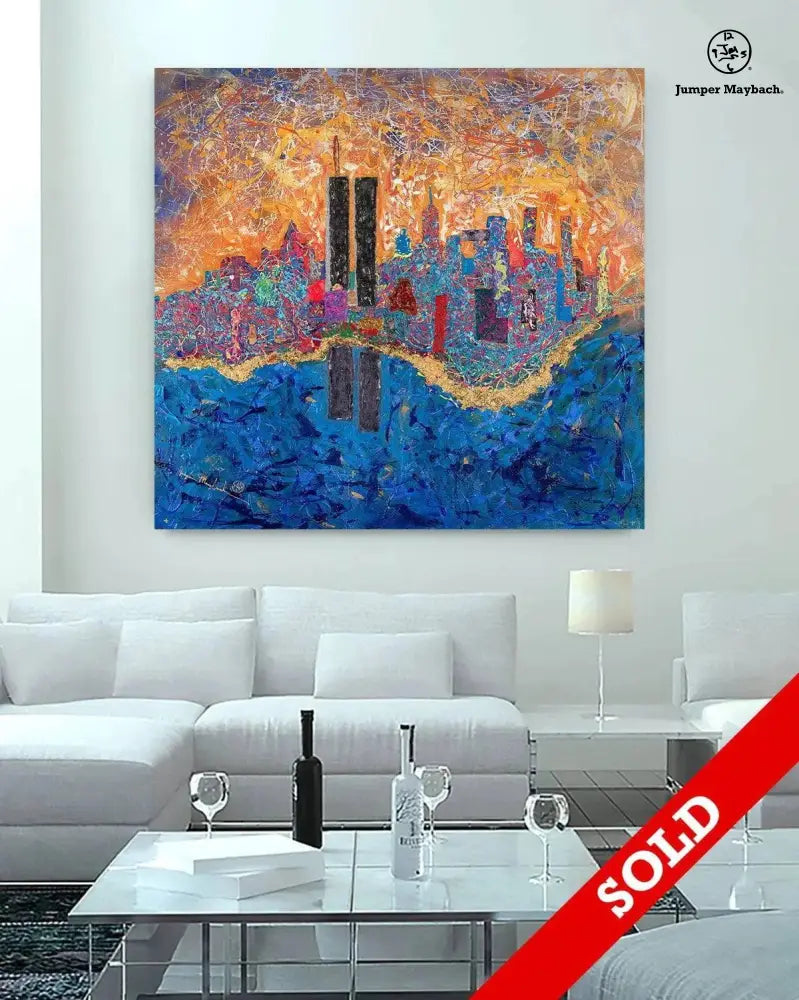 New York City Skyline Day - Original Painting - SOLD - Jumper Maybach Artwork
