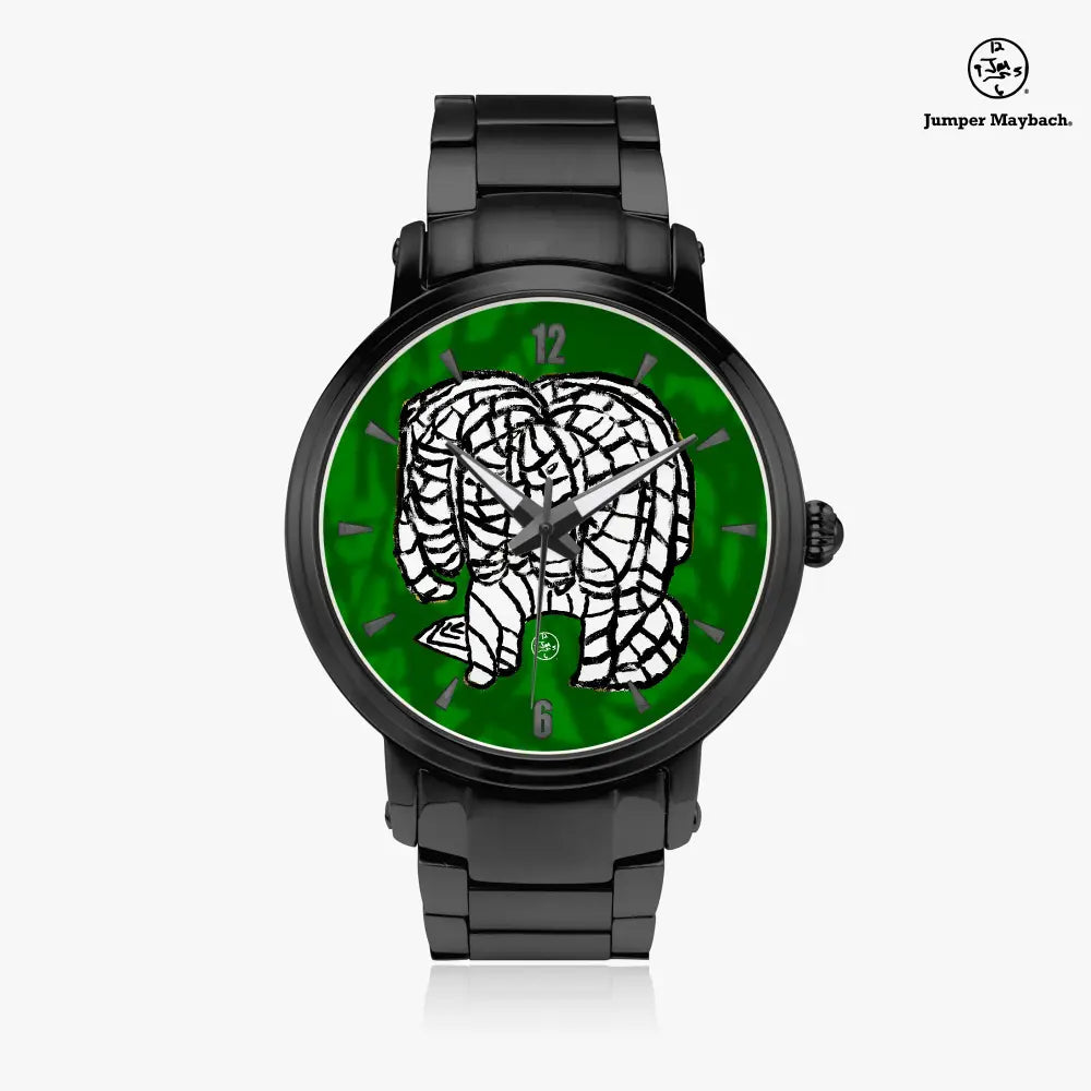 Noble Elephant Steel Strap Automatic Watch by Jumper Maybach with indicators, silver-tone stainless steel band, detailed dial.