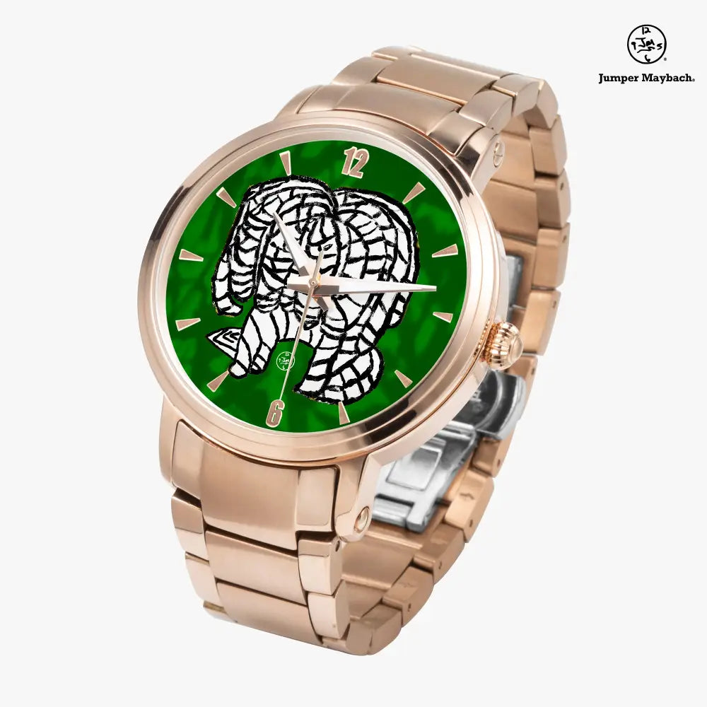 Noble Elephant Steel Strap Automatic Watch by Jumper Maybach with silver dial, indicators, and stainless steel band.