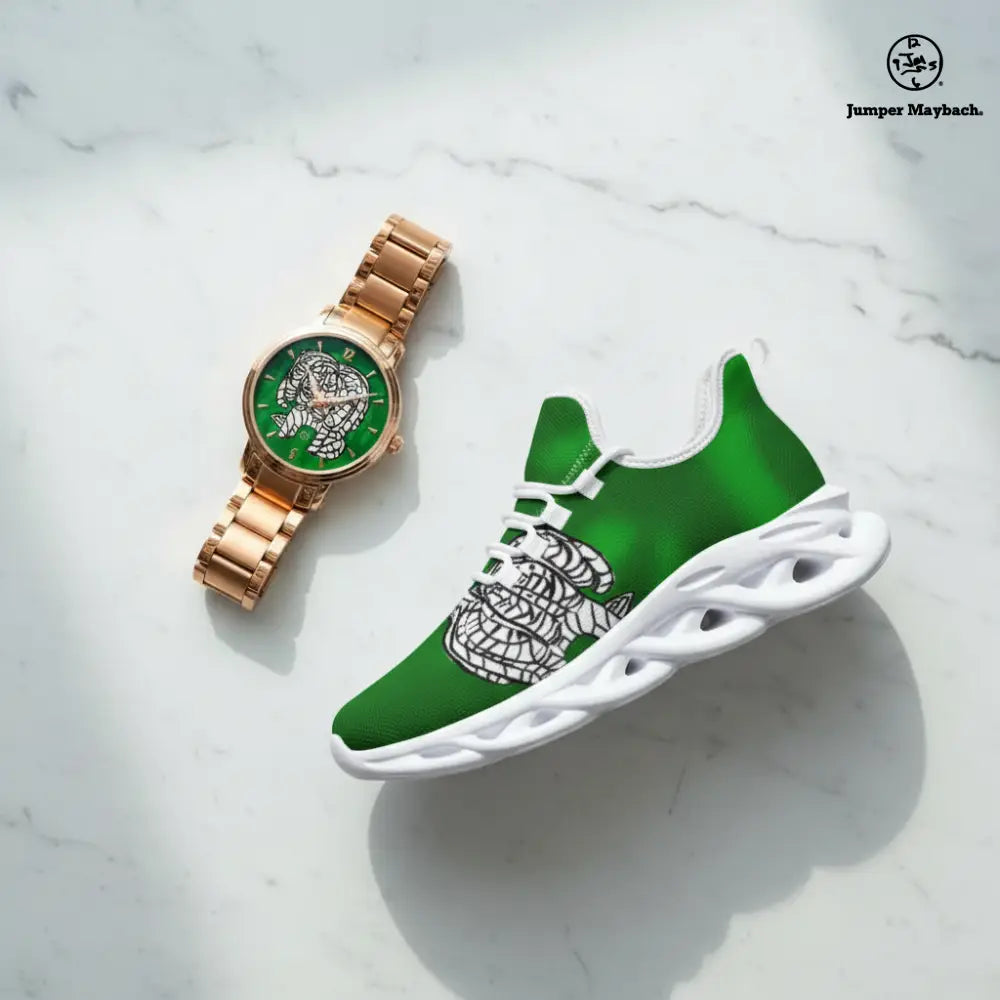 Noble Elephant steel strap automatic watch with indicators, featuring a sleek design and silver-tone metal band, by Jumper Maybach.