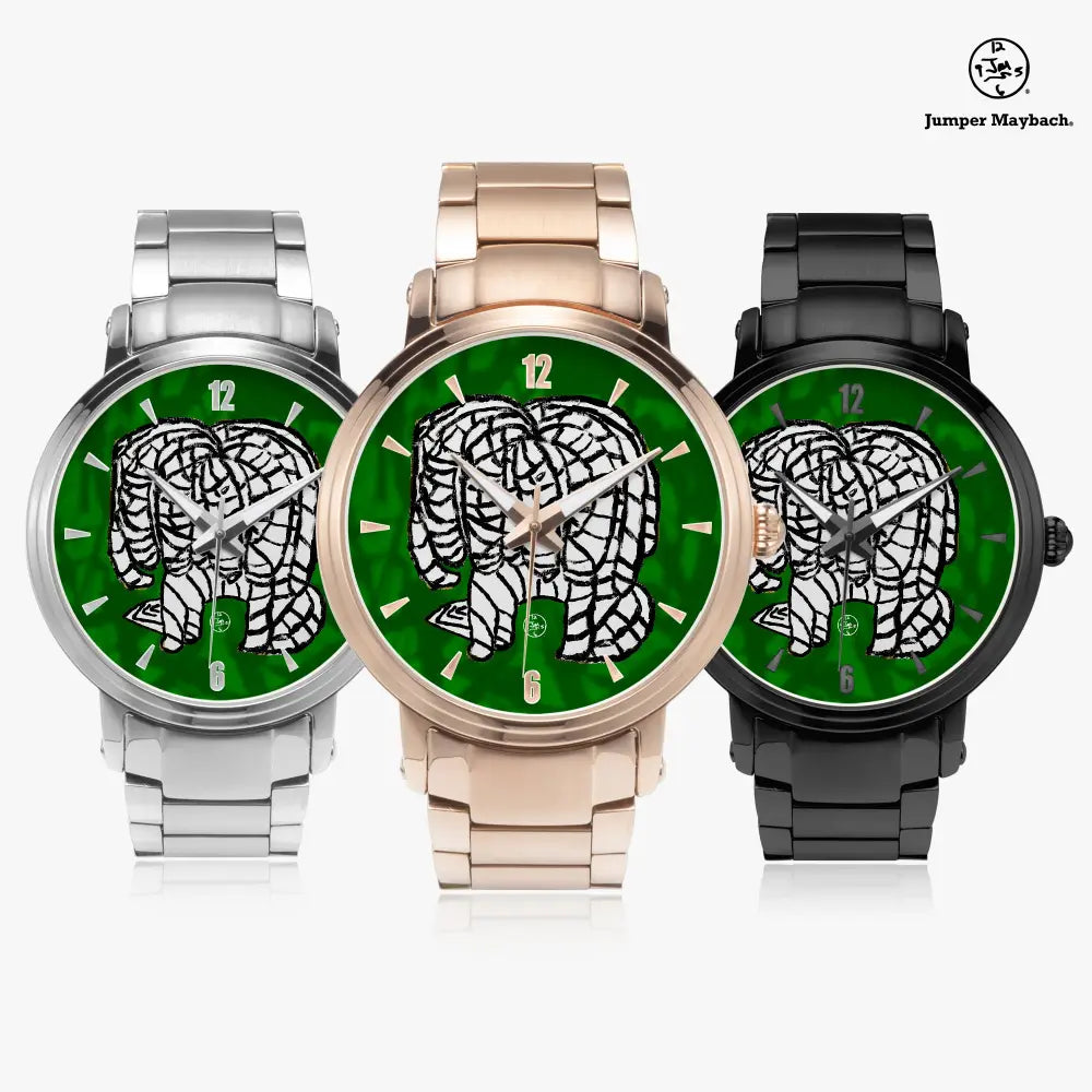 Noble Elephant Steel Strap Automatic Watch by Jumper Maybach® with time indicators, featuring a sleek stainless steel band.