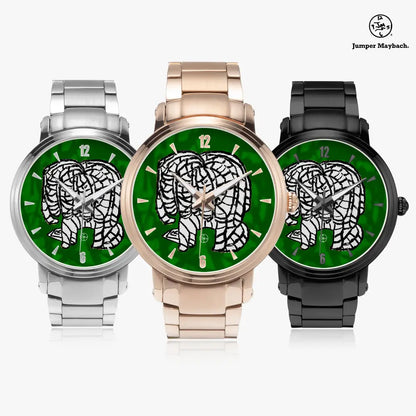 Noble Elephant Steel Strap Automatic Watch by Jumper Maybach® with time indicators, featuring a sleek stainless steel band.