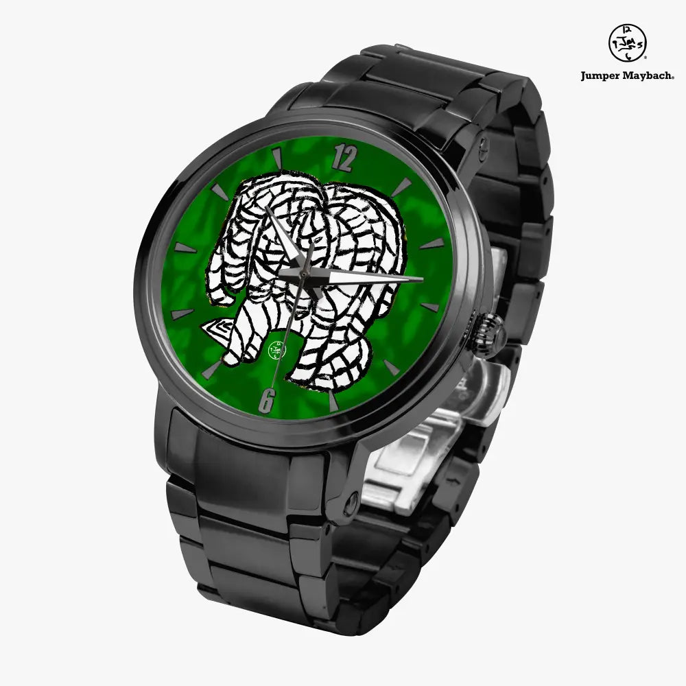 Noble Elephant Steel Strap Automatic Watch with indicators by Jumper Maybach® featuring a sleek stainless steel band and classic design.