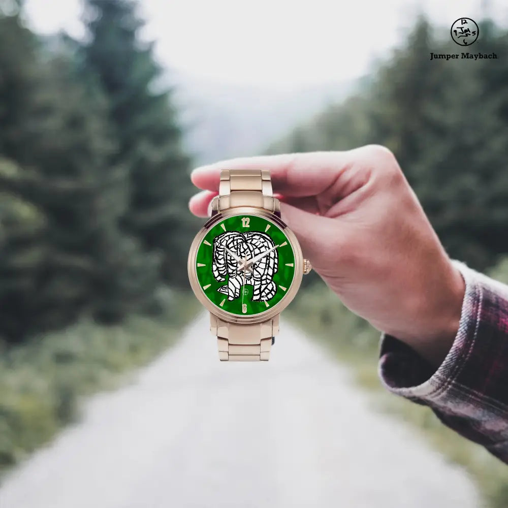JetPrint Fulfillment Noble Elephant steel strap automatic watch with indicators, featuring a sleek design and stainless steel band.