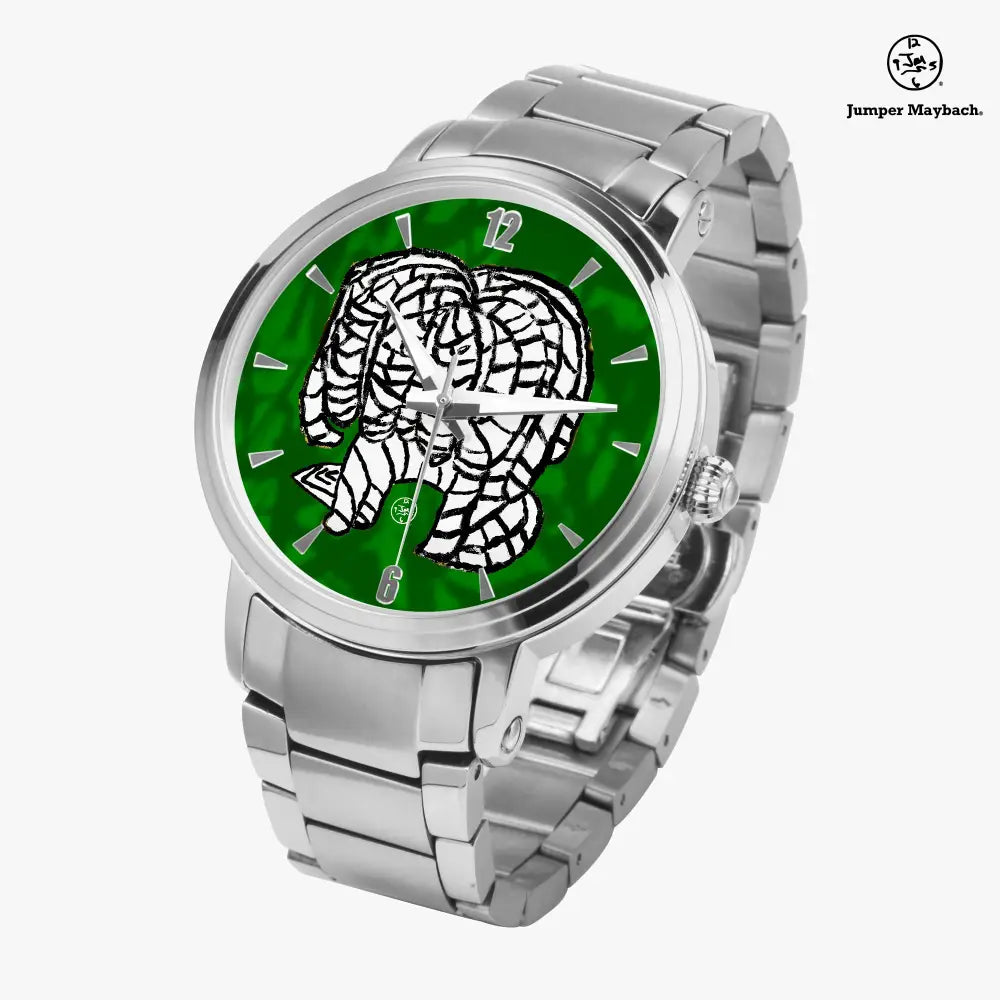 Noble Elephant steel strap automatic watch with indicators by Jumper Maybach® featuring a sleek stainless steel band and classic dial.