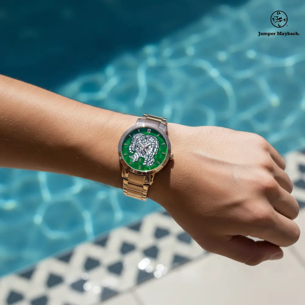 JetPrint Fulfillment Noble Elephant steel strap automatic watch with indicators, featuring a sleek design and stainless steel strap.