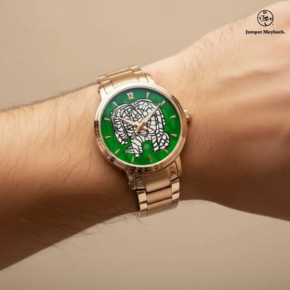 Noble Elephant steel strap automatic watch with indicators by Jumper Maybach® featuring a sleek silver stainless steel band and detailed dial.