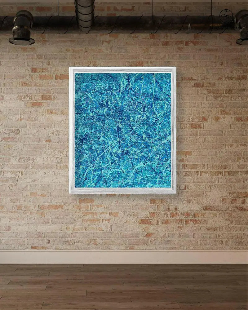 Ocean print on paper by Jumper Maybach showcasing a serene ocean scene with waves and sky in a gallery setting.