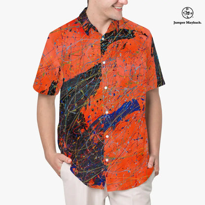 Orange Eclipse Resort unisex shirt by Jumper Maybach, stylish men's clothing with vibrant orange and eclipse-inspired design.