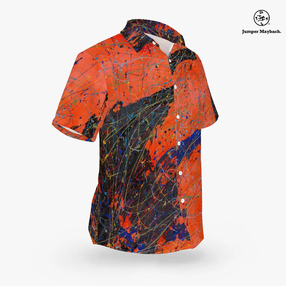 Orange Eclipse Resort unisex shirt by Jumper Maybach®, men's clothing, featuring bright, tropical-inspired design and comfortable fit.