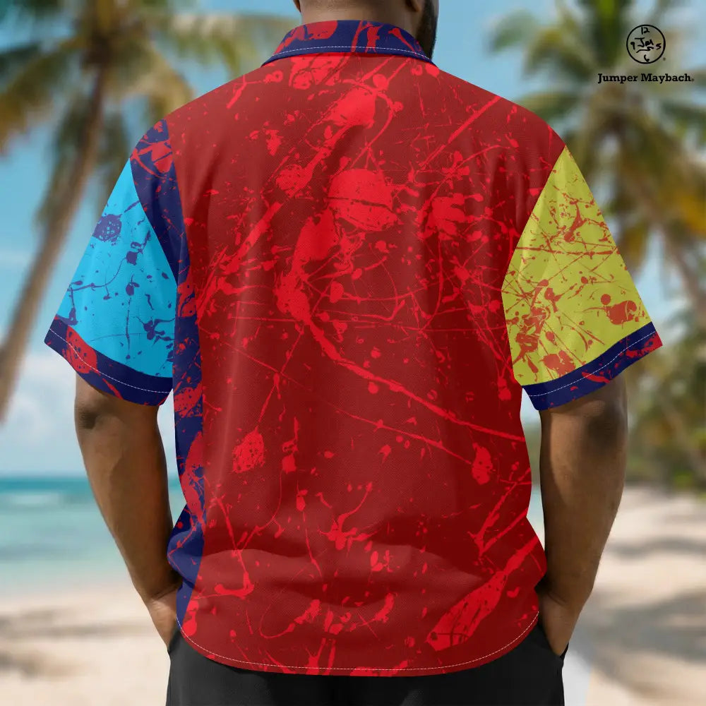 Polyphonic Planet plus size resort unisex shirt by Jumper Maybach, featuring vibrant print and relaxed fit for men's clothing.