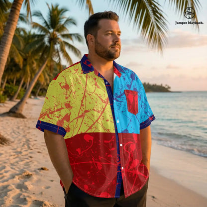 Polyphonic Planet PLUS SIZE Resort UNISEX Shirt by Jumper Maybach®, featuring vibrant patterns and relaxed fit for men's or unisex wear.