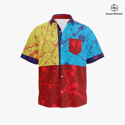 Polyphonic Planet PLUS SIZE Resort UNISEX Shirt by Jumper Maybach, men's casual shirt with vibrant print and relaxed fit