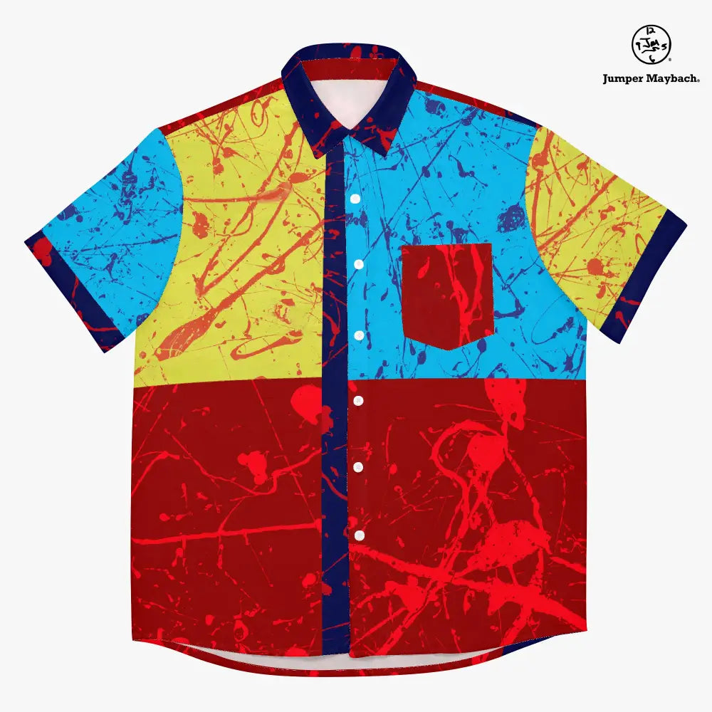 Polyphonic Planet Resort unisex shirt by Jumper Maybach, stylish men's clothing with vibrant graphic design.