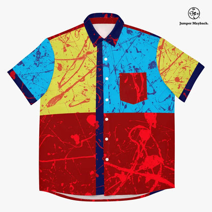 Polyphonic Planet Resort unisex shirt by Jumper Maybach, stylish men's clothing with vibrant graphic design.