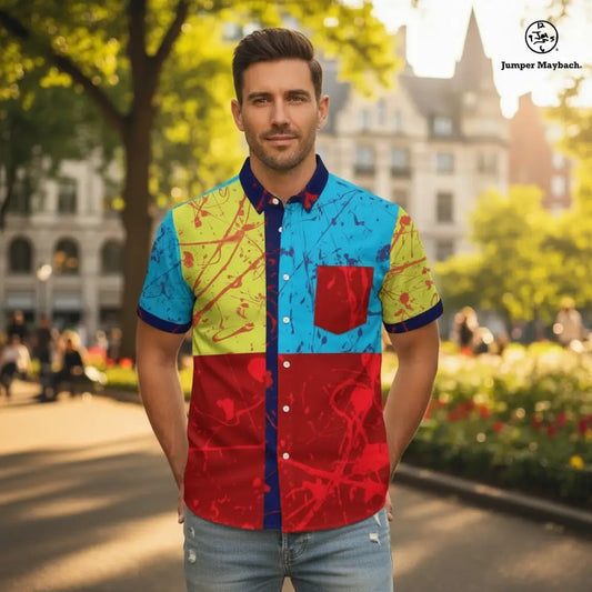 Polyphonic Planet Resort Jumper Maybach® unisex shirt, men's clothing with vibrant, artistic design, made by JetPrint Fulfillment.