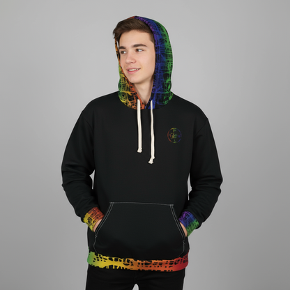 Rainbow Matrix trimmed Unisex Pullover Hoodie by Jumper Maybach® - Jumper Maybach