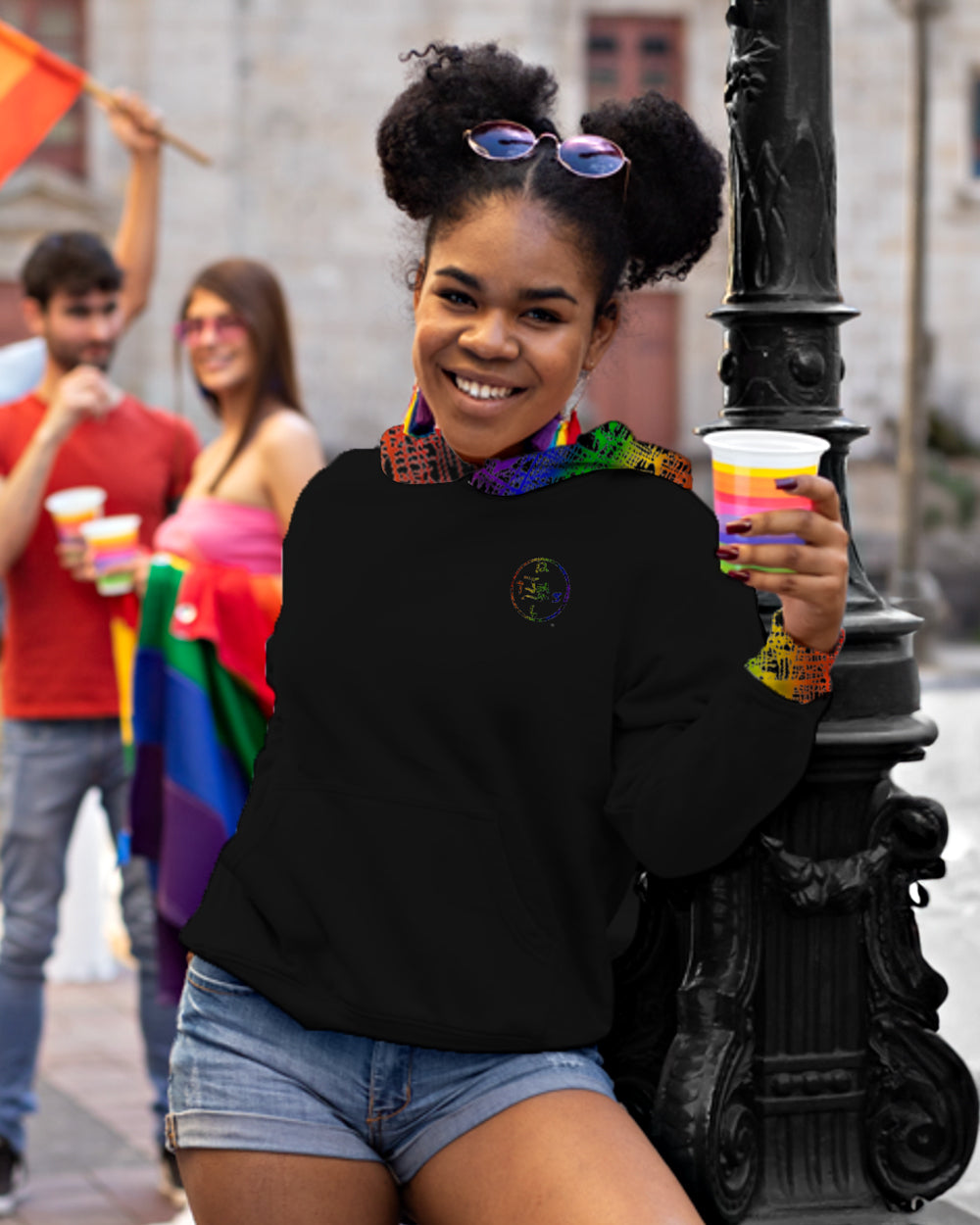 Rainbow Matrix trimmed Unisex Pullover Hoodie by Jumper Maybach®