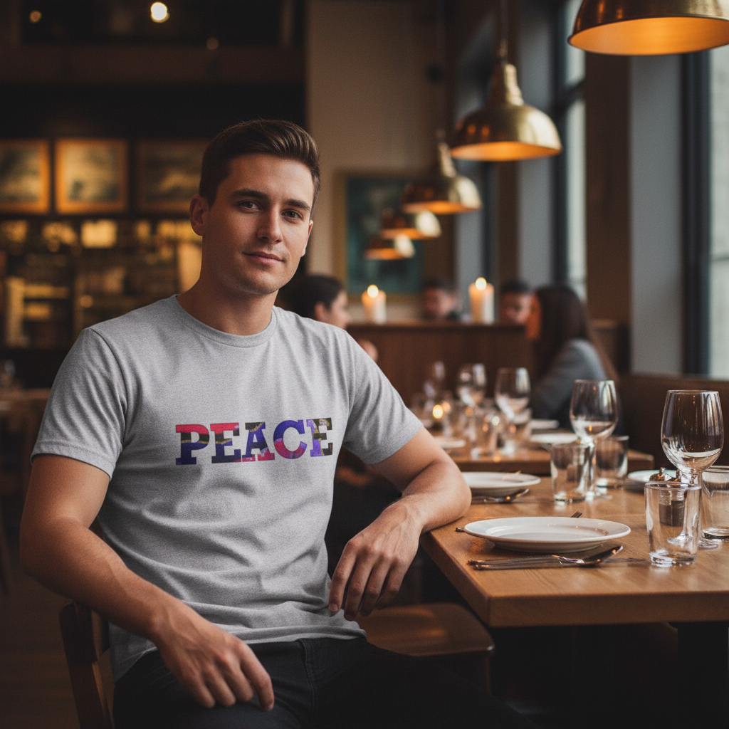 Jumper Maybach®'s Cotton Candy Rose "PEACE" Men's Cotton Crew Tee (multiple colors available)