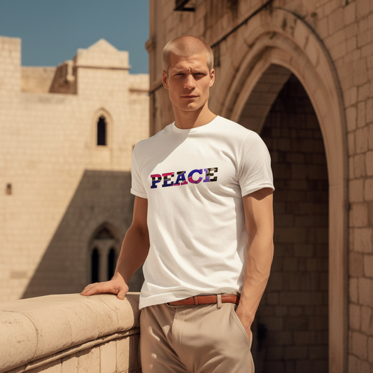 Jumper Maybach®'s Cotton Candy Rose "PEACE" Men's Cotton Crew Tee (multiple colors available)