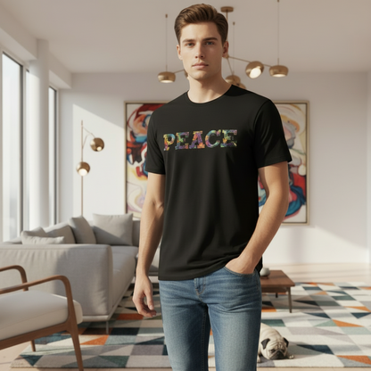 Jumper Maybach®'s Infinite Candy Quasar "PEACE" Men's Cotton Crew Tee (multiple colors available) - Jumper Maybach