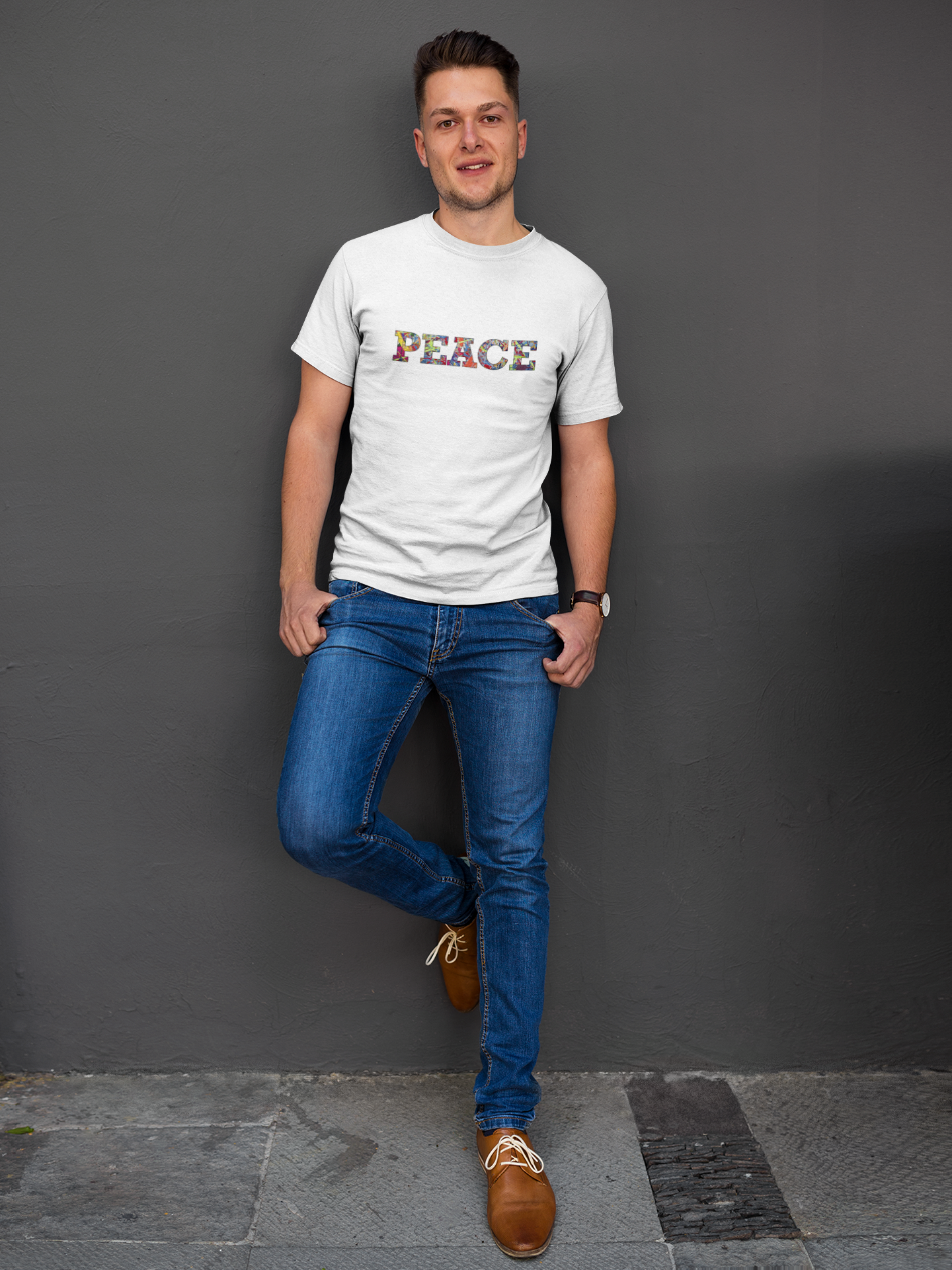 Jumper Maybach®'s Infinite Candy Quasar "PEACE" Men's Cotton Crew Tee - Jumper Maybach