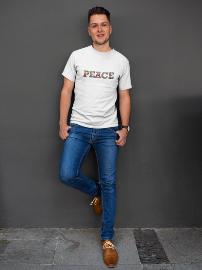 Jumper Maybach®'s Infinite Candy Quasar "PEACE" Men's Cotton Crew Tee - Jumper Maybach