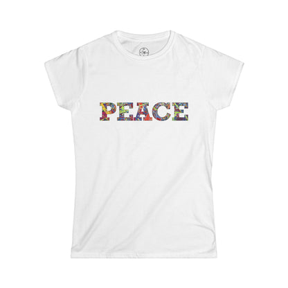 Jumper Maybach®'s Infinite Candy Quasar "PEACE" Women's Softstyle Tee - Jumper Maybach