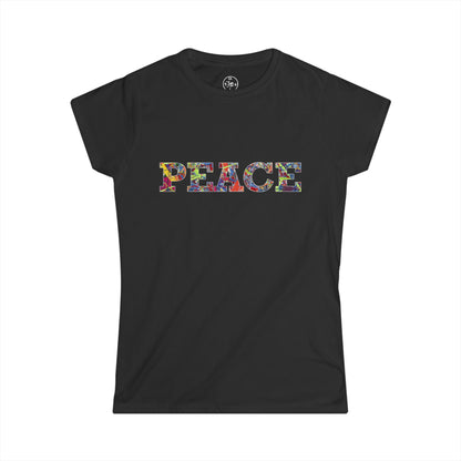 Jumper Maybach®'s Infinite Candy Quasar "PEACE" Women's Softstyle Tee - Jumper Maybach