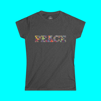 Jumper Maybach®'s Infinite Candy Quasar "PEACE" Women's Softstyle Tee - Jumper Maybach