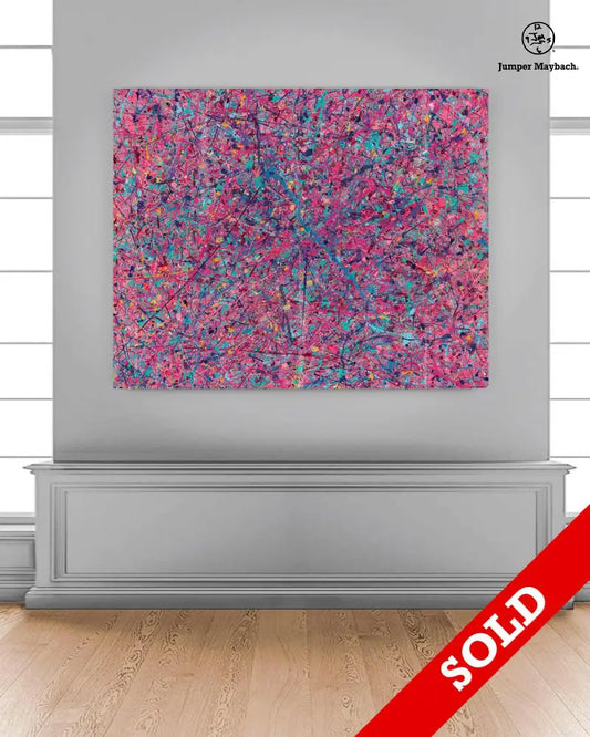 Original Quantum Analysis artwork by Jumper Maybach, vibrant abstract painting on canvas, sold piece displayed on wall.