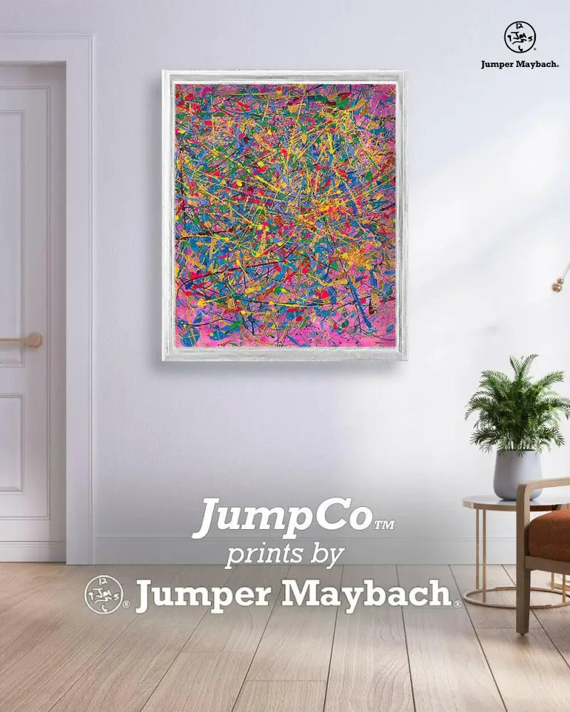 Quantum Dream art print by Jumper Maybach featuring a surreal white room scene in vibrant colors.