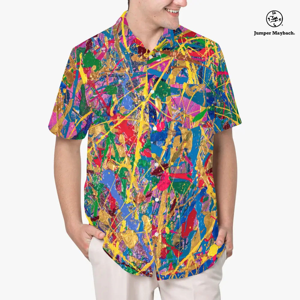 Quantum Dream Resort unisex shirt by Jumper Maybach, stylish men's clothing with vibrant print, in a relaxed fit.