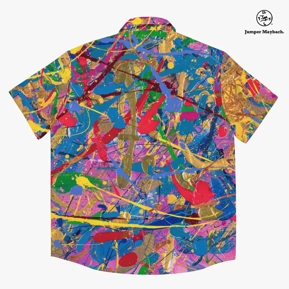 Quantum Dream Resort unisex shirt by Jumper Maybach®, men's clothing featuring vibrant graphic print and comfortable fit.