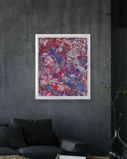 Quantum Storm print by Jumper Maybach, featuring vibrant abstract artwork on paper, displayed in a lifestyle setting.