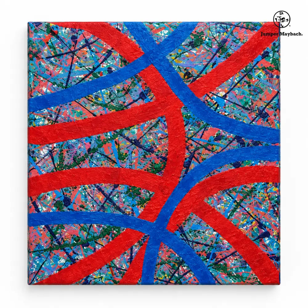 Radiant Inertia embellished canvas - studio view