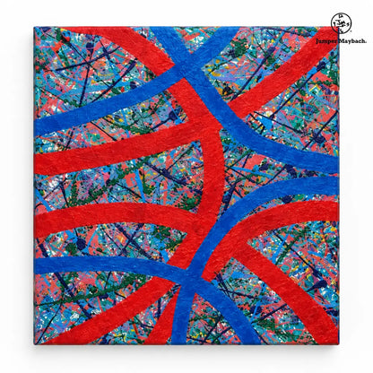 Radiant Inertia embellished canvas - studio view