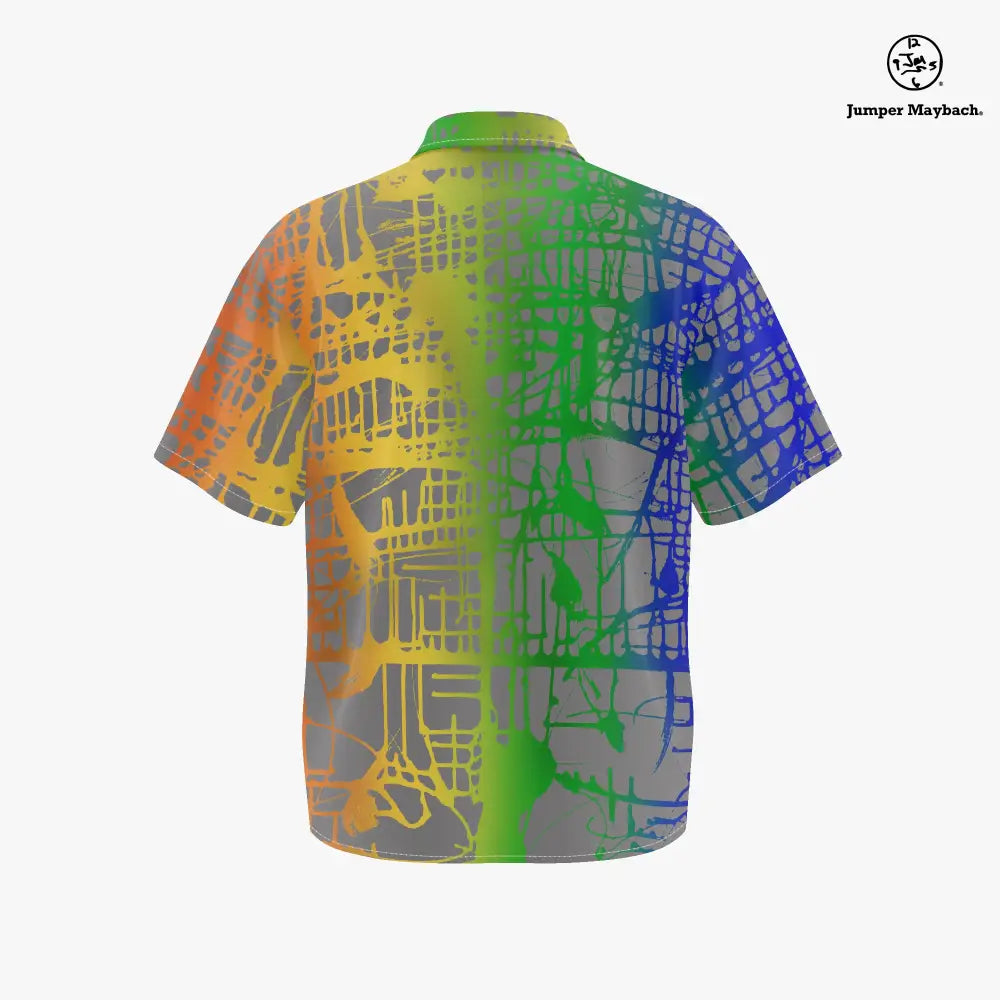 Rainbow Matrix PLUS SIZE Resort UNISEX shirt by Jumper Maybach, featuring vibrant rainbow matrix design, men's and women's casual clothing