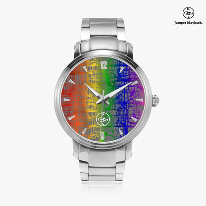 Rainbow Matrix Steel Strap Automatic Watch by Jumper Maybach with indicators, featuring a sleek stainless steel band and detailed dial.