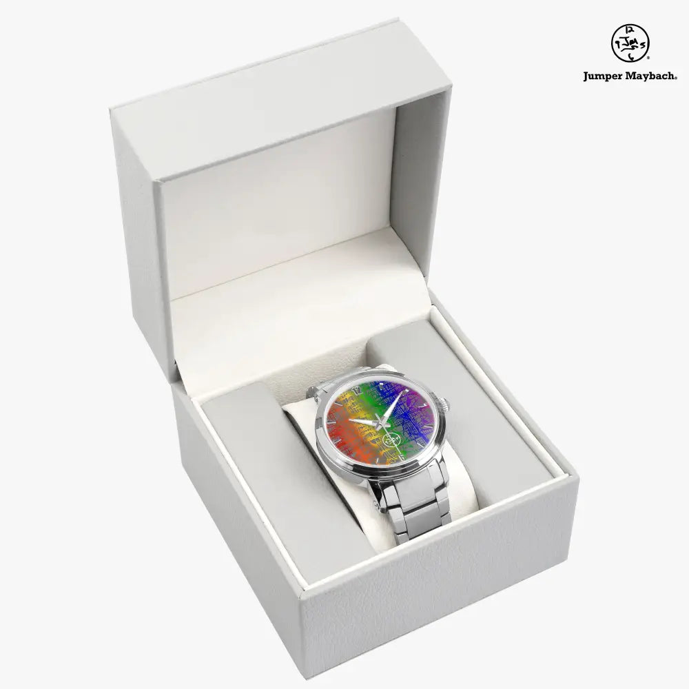Rainbow matrix steel strap automatic watch with indicators by Jumper Maybach® featuring a sleek steel band and detailed dial.