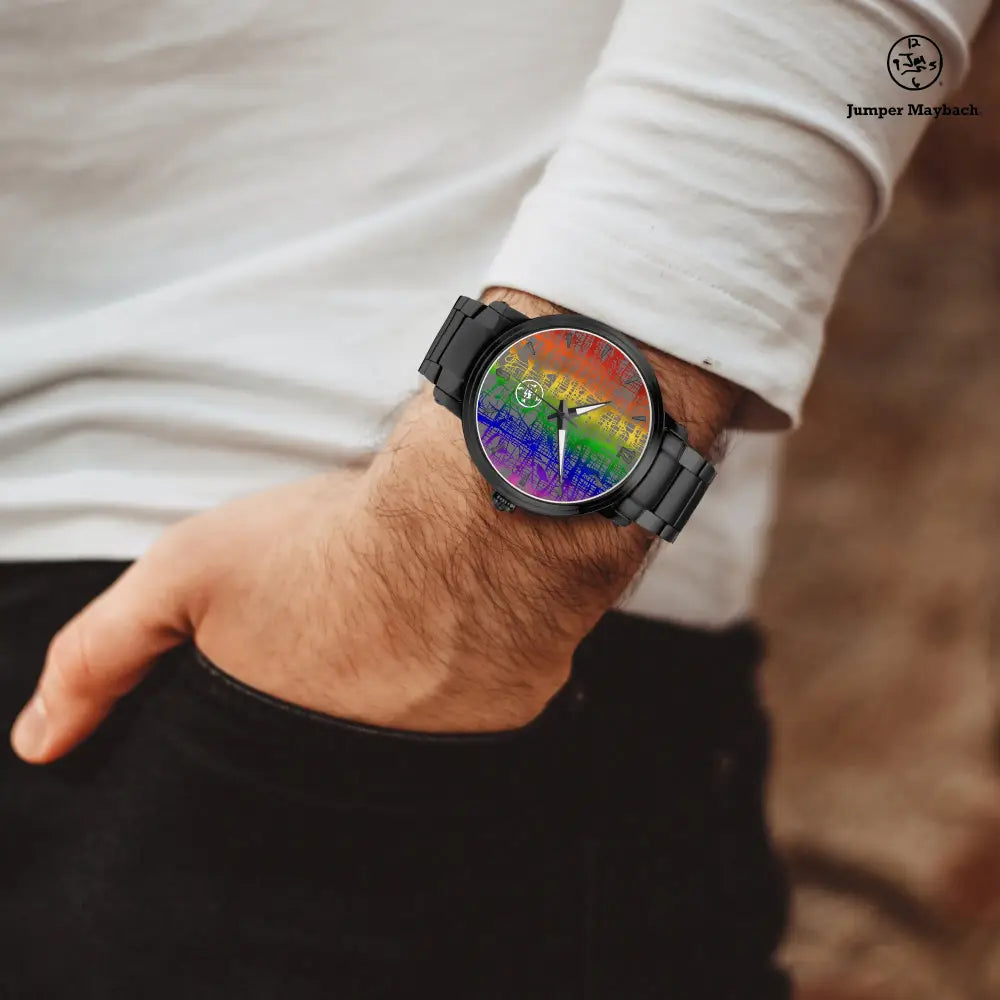 Rainbow Matrix Steel Strap Automatic Watch by Jumper Maybach® with indicators, featuring a sleek stainless steel band and detailed dial.