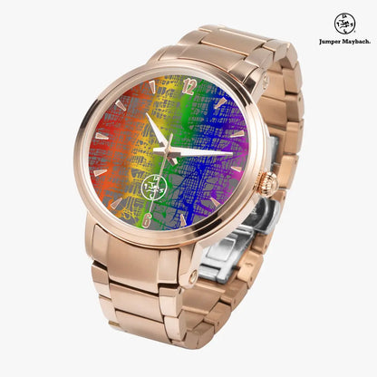 Rainbow Matrix Steel Strap Automatic Watch by Jumper Maybach® with indicators, featuring a sleek stainless steel band and modern design
