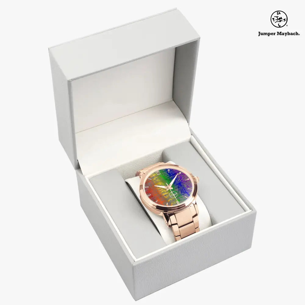 Rainbow Matrix Steel Strap Automatic Watch by Jumper Maybach with indicators, showcasing a sleek steel strap and colorful dial.