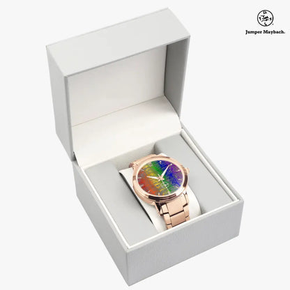 Rainbow Matrix Steel Strap Automatic Watch by Jumper Maybach with indicators, showcasing a sleek steel strap and colorful dial.