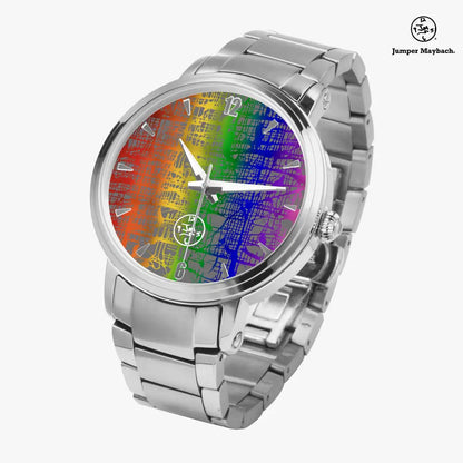 Rainbow Matrix Steel Strap Automatic Watch by Jumper Maybach® with indicators, featuring a sleek steel strap and detailed dial.