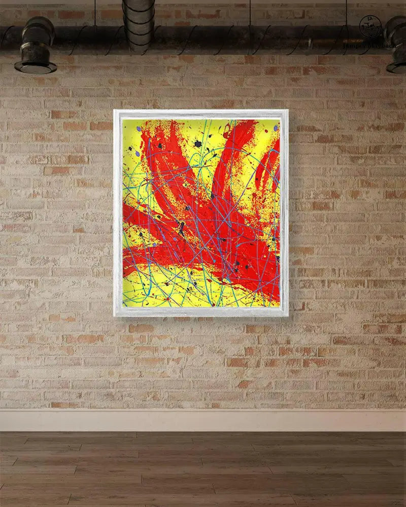 Red Rocket print on paper by Jumper Maybach featuring a vibrant, colorful rocket design on a gallery-style background.