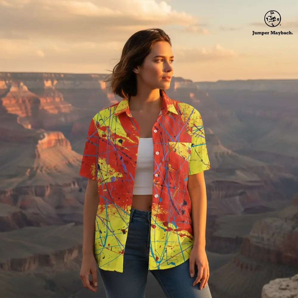 Red Rocket Resort unisex shirt by Jumper Maybach, stylish men's clothing featuring a vibrant, casual design.