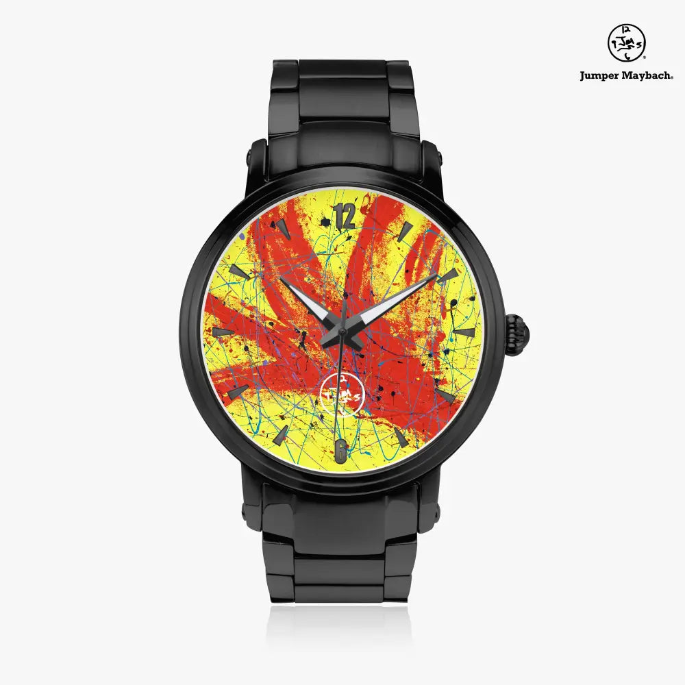Red Rocket Steel Strap Automatic Watch by Jumper Maybach with indicators, featuring a sleek steel band and modern design.