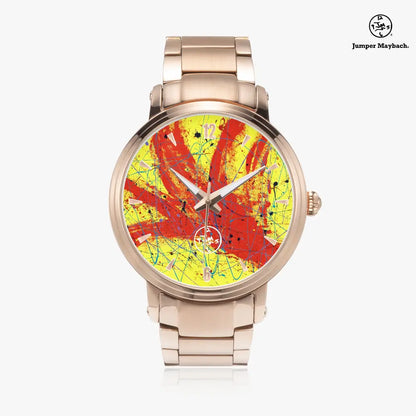 Red Rocket Steel Strap Automatic Watch with indicators by Jumper Maybach® featuring a sleek steel band and precise time markers.