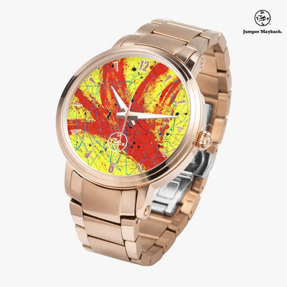 Red Rocket Steel Strap Automatic Watch by Jumper Maybach® with indicators, featuring a sleek stainless steel band and detailed dial.
